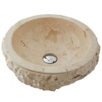 Vasque  poser - lavabo en marbre coloris beige - diamtre 40 x hauteur 15 cm