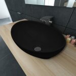 Vasque  poser ovale en cramique 40 x 33 cm noir - ovonni - ornement pour votre espace de vie