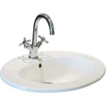 Vasque ovale encastr�e zoe - ondee - porcelaine - blanc - avec trop plein