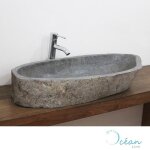 Gal�o xxl - vasque � poser 90 / 100 cm en pierre de rivi�re - grand format chic