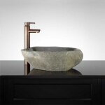 Vasque salle de bain à poser 50 cm en pierre de rivière - galéo Vasque salle de bain à poser 50 cm en pierre de rivière - galéo