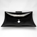 Vasque � poser avec plage robinetterie - c�ramique noire - 57x39 cm - wing