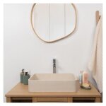 Vasque  poser rectangle en grs beige 50x325cm