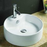 Vasque  poser ronde - rue du bain - star - cramique - blanc - 40 cm - avec trop plein