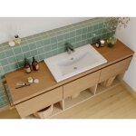 Vasque de salle de bain semi - encastr�e rectangle en c�ramique - 715 cm - blanc - yasmac ii