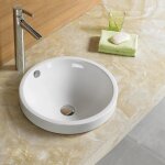 Vasque semi encastrable ronde - cramique - 45 cm - rani - blanc - rue du bain