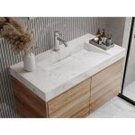 Vasque suspendue en solid surface blanche - l90. 2 x l45. 2 x h8 cm - takotna