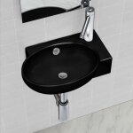 Vasque � trou de trop - plein / robinet c�ramique pour salle de bain noir