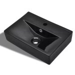 Vasque � trou de trop - plein / robinet noir c�ramique pour salle de bain