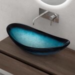 Doporro lavabo  poser vasque en verre bleu lave mains ovale de salle de bains petit lave - mains pour ...