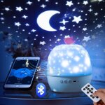 Veilleuse projecteur b�b� musicale bluetooth ciel �toiles - sensbun - rotation 360� - 6 films - usb rechargeab ...