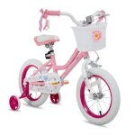 V�lo denfant - hiland - 14 pouces - rose - cadre en acier - roues dassistance