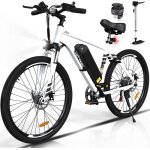 Hitway v�lo �lectrique 27. 5 blanc vae avec batterie amovible 36v / 13ah shimano 7 - vitesses vtt ville ...