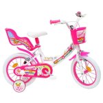 Vlo enfant 16 licorne / unicorne fille ( taille 105 cm  120 cm ) blanc & rose quip de 2 freins porte ...