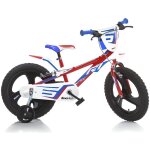 Vlo enfant garon 14 pouces freins sur le guidon blanc rouge bleu