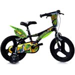 Vlo enfant garon 16 pouces dinosauri - noir vert - freins sur le guidon - roues amovibles