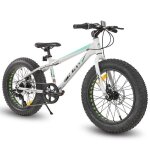 V�lo vtt fat 20 hiland bikes en aluminium avec shimano 7 vitesses et freins � disques - blanc