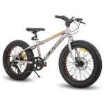 V�lo vtt fat 20 hiland bikes en aluminium avec shimano 7 vitesses et freins � disques - silver