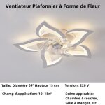 Ventilateur lampe plafonnier de luxe 50w en forme de fleur dimmable en continu télécommande + app double ... Ventilateur lampe plafonnier de luxe 50w en forme de fleur dimmable en continu télécommande + app double ...