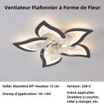 Ventilateur lampe plafonnier de luxe - noir - télécommande + app - 50w - fer et acrylique Ventilateur lampe plafonnier de luxe - noir - télécommande + app - 50w - fer et acrylique