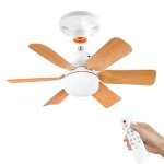 Ventilateur de plafond e27 � led 3 vitesses silencieux dimmable minuterie pour salon et chamber avec ...