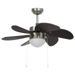 Ventilateur de plafond avec lampe - vidaxl - 76 cm - 3 vitesses - marron fonc
