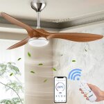 Ventilateur plafond avec lumiere132 cm avec lumière led à intensité variable lames en abs à grain de ... Ventilateur plafond avec lumiere132 cm avec lumière led à intensité variable lames en abs à grain de ...