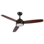 Ventilateur de plafond avec lumi�re 3 pales 56w 6 vitesses vermont dark wood thinia home. noir / bois ...