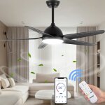 Ventilateur plafond avec lumiere rversible 52 pouces avec moteur  courant continu et tlcommande noir ...
