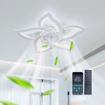 Ventilateur de plafond moderne ganeed avec lampe led dimmable et t�l�commande - fleur encastr�e - 6 vitesses ...