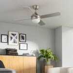 Ventilateur de plafond navy nickel effet bois 110cm nickel