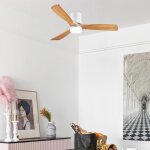 Ventilateur de plafond - ohmg - modle plafonnier - blanc et bois - 132xh28cm - 22w - 28w