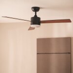 Ventilateur de plafond silencieux fleves 132cm motor dc bois fonc contrleur mural + tlcommande avec ...