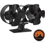 Ventilateur de po�le � bois - prumya - double t�te - 8 pales - alimentation par chaleur - silencieux