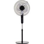 Ventilateur sur pied puissant - homcom - 45 w - r�glable en hauteur 110 - 124 cm - t�l�commande - 3 vitesses ...