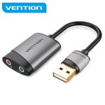 Carte son usb - vention - adaptateur audio 35 mm - micro int�gr� - plaqu� or - 441 / 48k@16bit