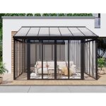 Vranda en aluminium et polycarbonate avec protection uv - 12 m - anthracite - mathilda