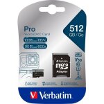 Carte mmoire flash verbatim pro u3 - 512 go - a2 / uhs - i u3 / class10 - microsdxc