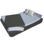 V�ritable fouta tunisienne 1m x 2m nid dabeille 100% coton 380g - gris fonc� et blanc - vivezen