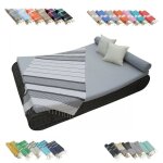 Vritable fouta tunisienne 1m x 2m tissage  plat 100% coton 380g - blanc cass et gris fonc - vivezen ...