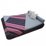 V�ritable fouta tunisienne 1m x 2m tissage � plat 100% coton 380g - gris fonc� et rose - vivezen