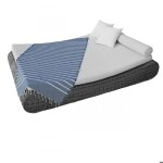 Vritable fouta tunisienne 1m x 2m tissage  plat 100% coton 380g - horizon - bleu fonc et blanc - vivezen ...