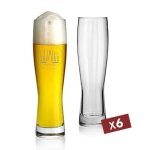 Verre a biere 50cl (lot de 6) - verre a biere personnalisable avec gravure laser pour texte & logo [ ...