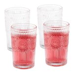 Relaxdays lot de 4 verres avec motifs 400 ml vintage eau jus fruits lavables au lave - vaisselle transparents ...