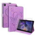tui tablette - samsung - galaxy tab a9 + - a9 plus - verre tremp - cuir pu - silicone tpu - violet