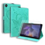 Etui de protection - nobrand - galaxy tab a9 + - a9 plus - cuir synthtique - vert - motif papillon