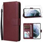 Verre tremp + pour samsung galaxy s22 ultra 5g 6. 8 pu cuir pochette housse etui tlphone protectionvin ...