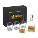 Relaxdays set avec 4 verres  whisky de 345ml chacun carafe refermable 07l bote cadeau pour cognac ...