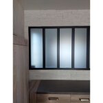 Verriere datelier bois mdf noir 4 vitrages clairs h108 cm x l148 cm