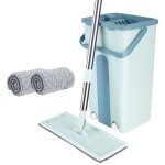 Vert balai plat et seau essoreur en microfibre willonin serpillre rotative 360 pour nettoyage de sol ...